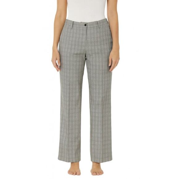 Uniqlo women's pants plaid lightweight nylon gray wide cut two way stretch SZ 4 - Picture 1 of 11